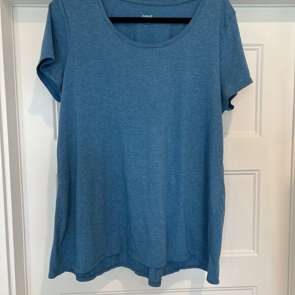 J. Jill Women Size Large 100% Pima Cotton Blue Lake Pure Jill Scoop-Neck Ellipti - Picture 7 of 7